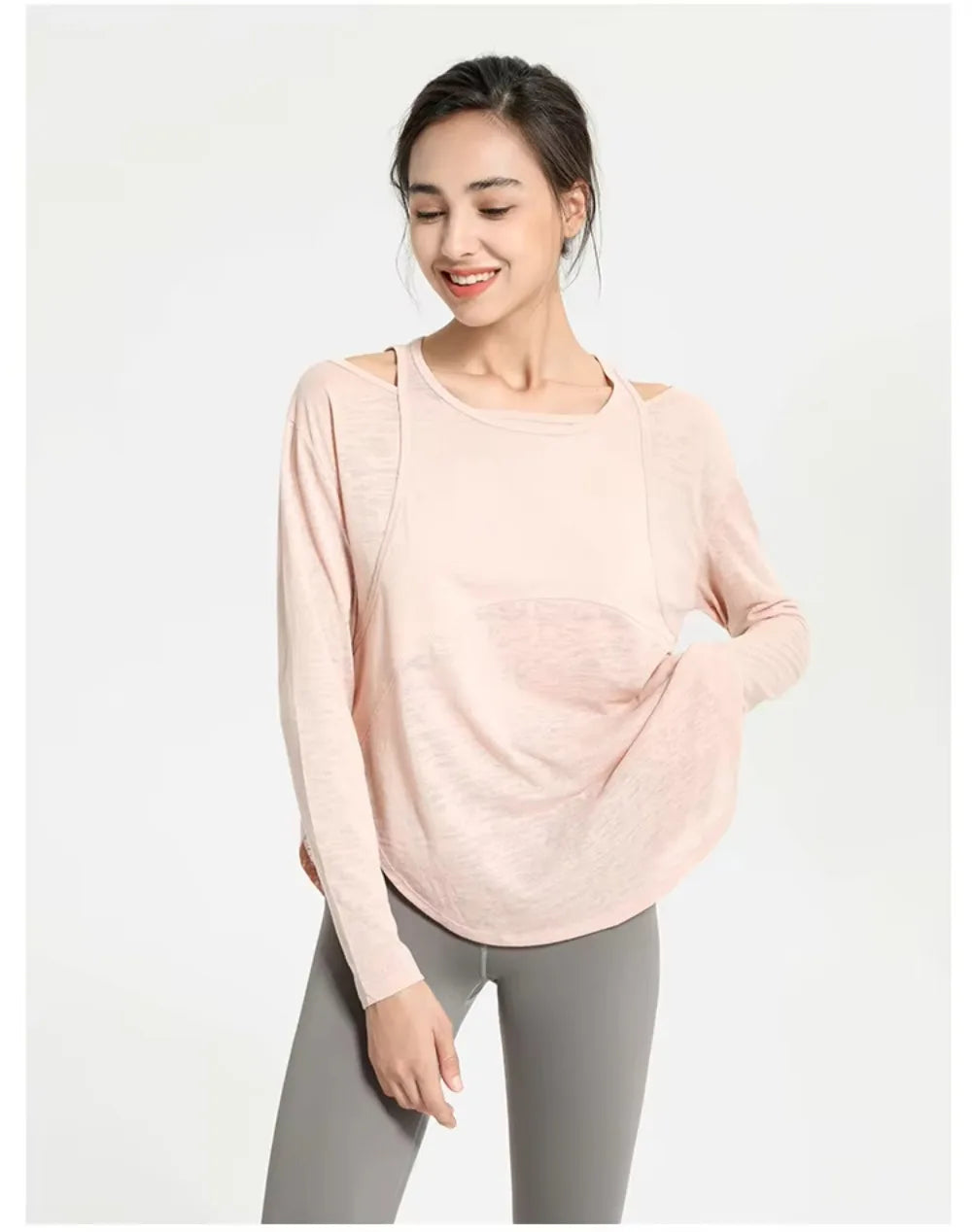 Long Sleeve Yoga Shirts for Women Loose Sports Tee Crop Top Sports Top Women Sportswear Gym Fitness Wear Clothing Workout Female