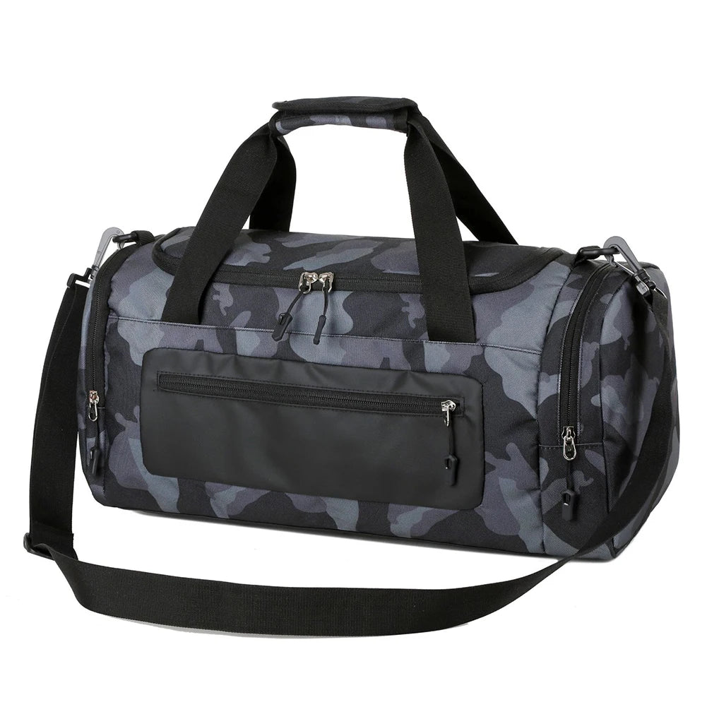 Men Fitness Bag Large Capacity with Shoe Compartment and Wet Pocket Training Sports Bag for Camping/Trekking/Hiking/Traveling