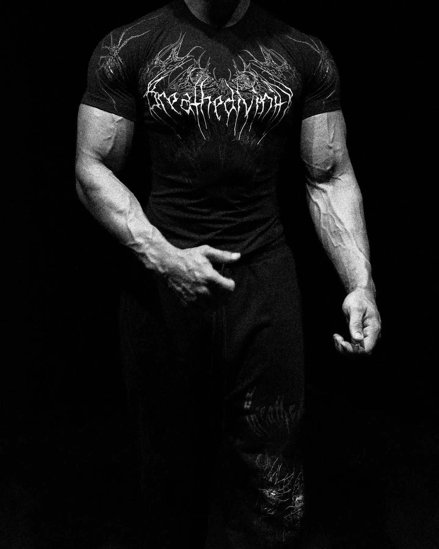Breathedivinity Compression Shirt Short Sleeve tops Muscle GYM Fitness Mock Neck in Black Wolves Club Y2K