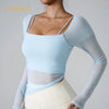 FUBEIKE Long Sleeve Yoga Wear Fashion Cloud Mesh Fixed Cup Sports Sportswear Woman Gym Female Clothing