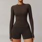 Sexy Women Yoga T-shirts Solid Sports Top Long Sleeve Gym Workout Running Shirts Exposed Navel Quick Dry Fitness Gym Sport Wear