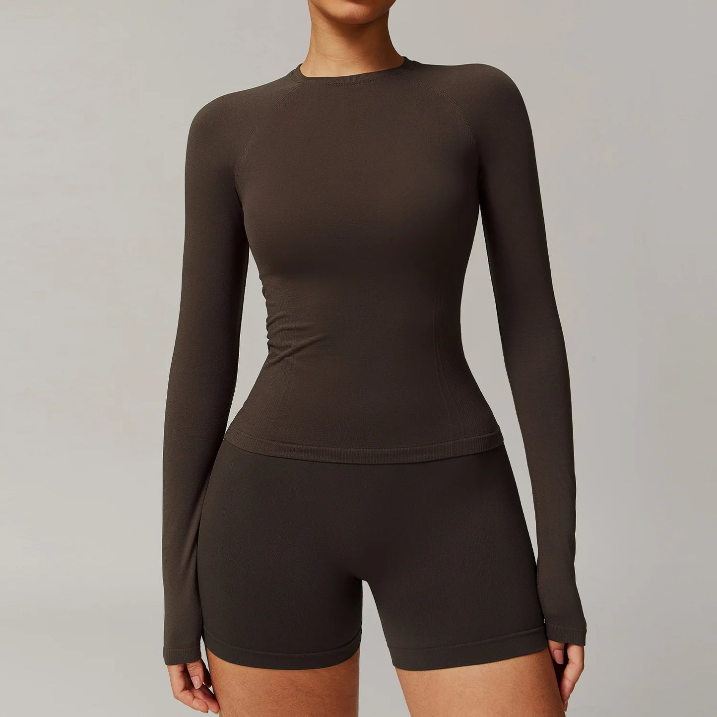 Sexy Women Yoga T-shirts Solid Sports Top Long Sleeve Gym Workout Running Shirts Exposed Navel Quick Dry Fitness Gym Sport Wear