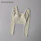 Fixed Chest Pads Crossed Back Yoga Clothes Tight Fitting Slimming Sports Long Sleeved Running Pula Fitness Clothes Tops Shirts