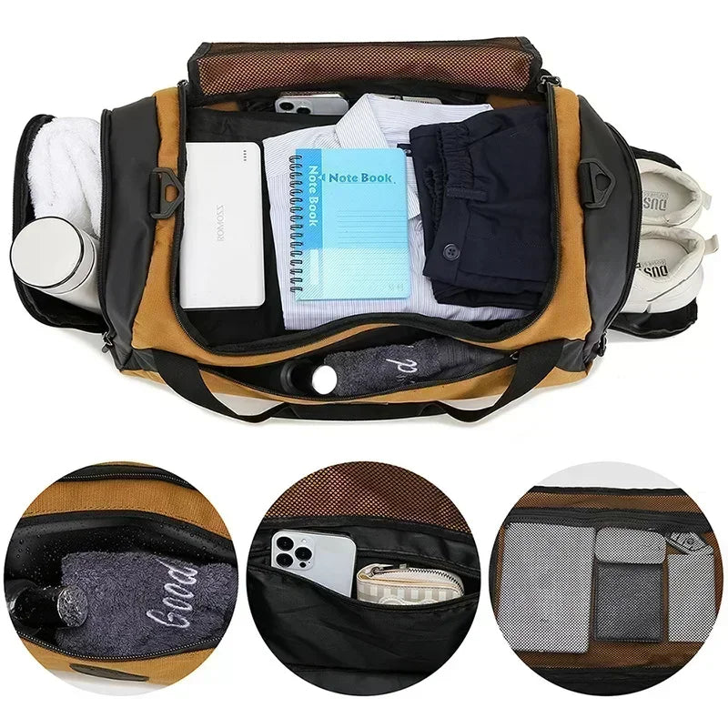 Men Sports Bag Large Capacity Travel Bag with Shoes Compartment Dry Wet Pocket Gym Bag Workout Dance Sports Gym Backpack