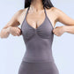 Gym Beautiful Open Back Bra Running Workout Halter Impact Longline Strappy Top Sports Yoga Vest Women's Fitness Tank Top