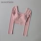 Fixed Chest Pads Crossed Back Yoga Clothes Tight Fitting Slimming Sports Long Sleeved Running Pula Fitness Clothes Tops Shirts