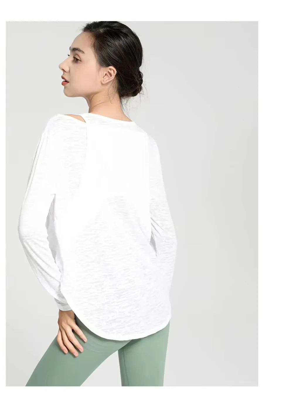 Long Sleeve Yoga Shirts for Women Loose Sports Tee Crop Top Sports Top Women Sportswear Gym Fitness Wear Clothing Workout Female