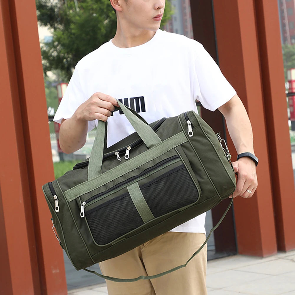 Nylon Travel Duffel Bag Large Capacity Handbag Portable Outdoor Gym Luggage Bag Multifunctional Waterproof Sports Fitness Bags