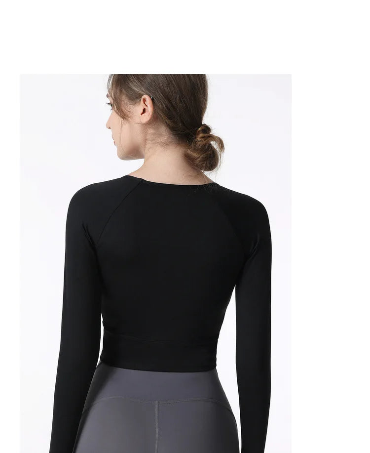 New Long Sleeve Yoga Built-in chest pad Shirts Sport Top Fitness Yoga Top Gym Top Sports Wear for Women Gym Femme Jersey Mujer