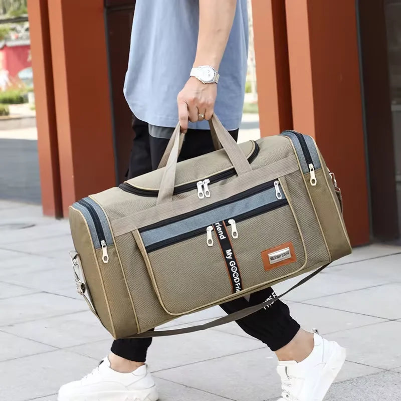 Nylon Travel Duffel Bag Large Capacity Handbag Portable Outdoor Gym Luggage Bag Multifunctional Waterproof Sports Fitness Bags