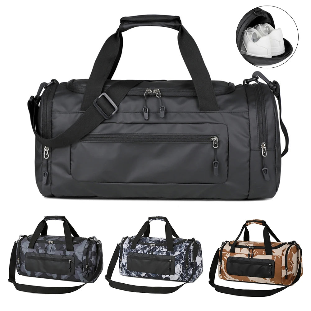 Men Fitness Bag Large Capacity with Shoe Compartment and Wet Pocket Training Sports Bag for Camping/Trekking/Hiking/Traveling