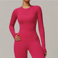 Sexy Women Yoga T-shirts Solid Sports Top Long Sleeve Gym Workout Running Shirts Exposed Navel Quick Dry Fitness Gym Sport Wear