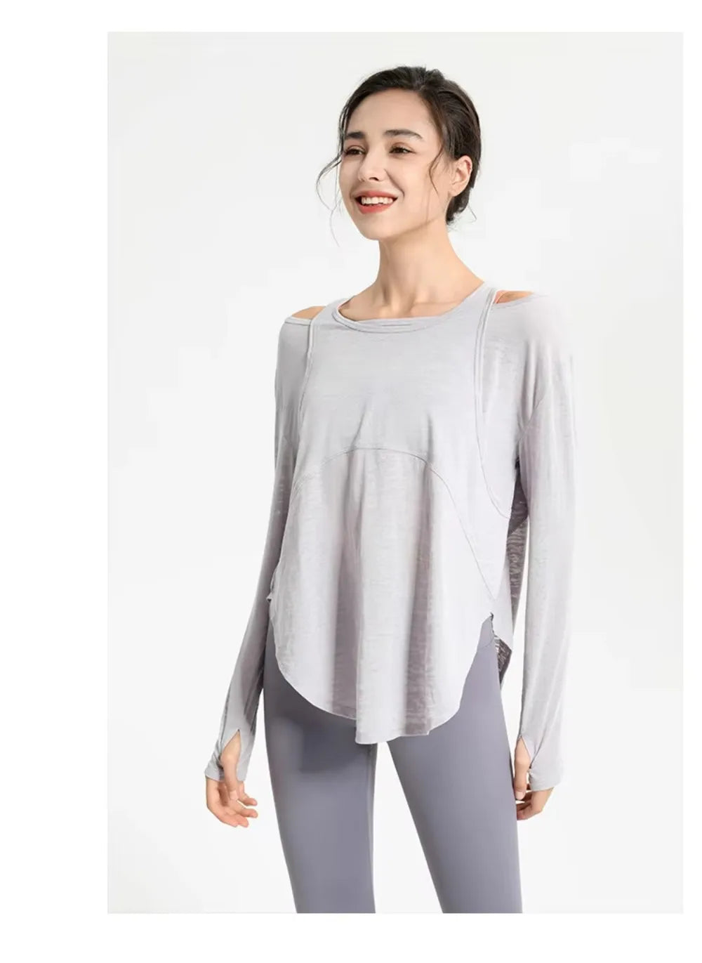 Long Sleeve Yoga Shirts for Women Loose Sports Tee Crop Top Sports Top Women Sportswear Gym Fitness Wear Clothing Workout Female