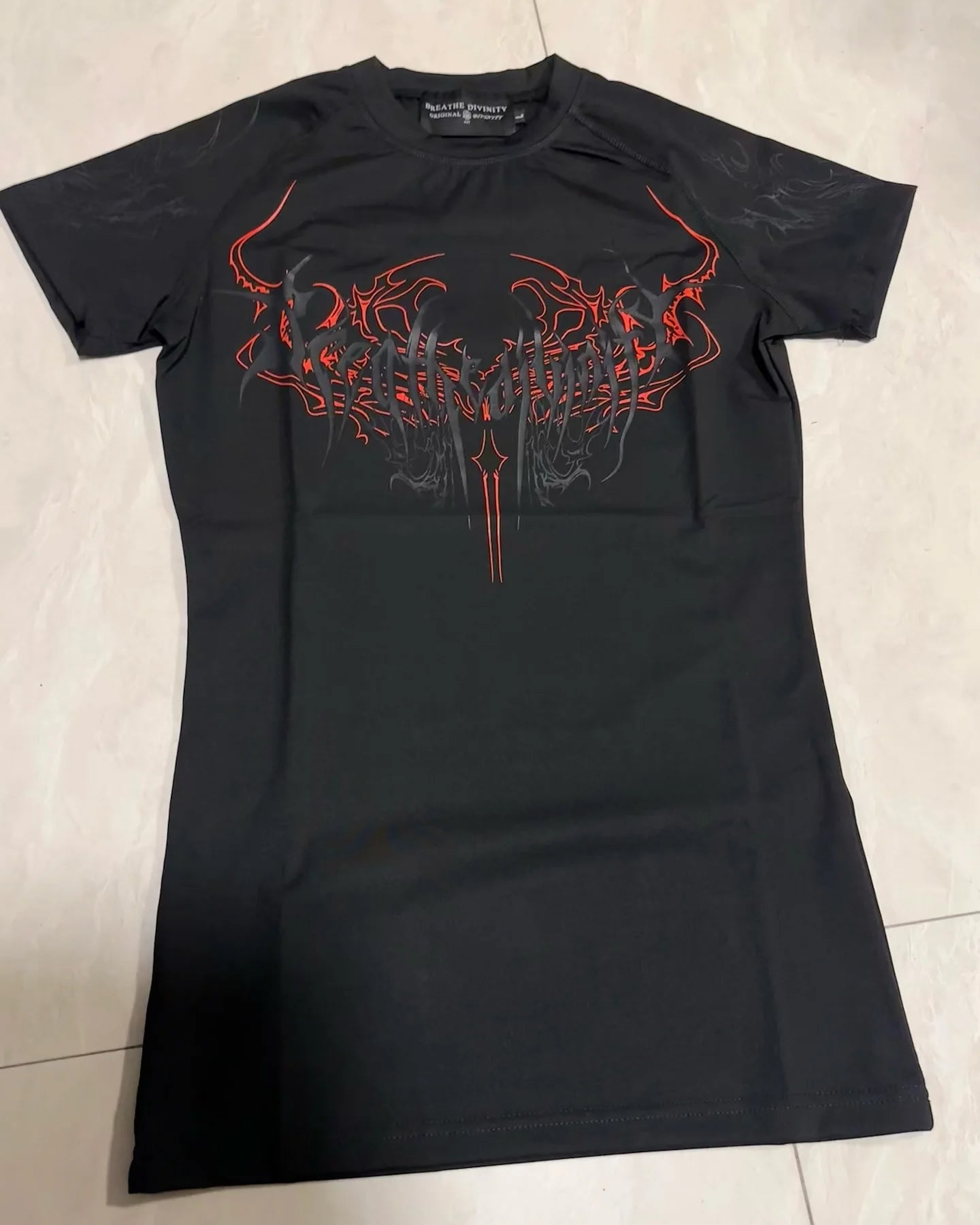 Breathedivinity Compression Shirt Short Sleeve tops Muscle GYM Fitness Mock Neck in Black Wolves Club Y2K