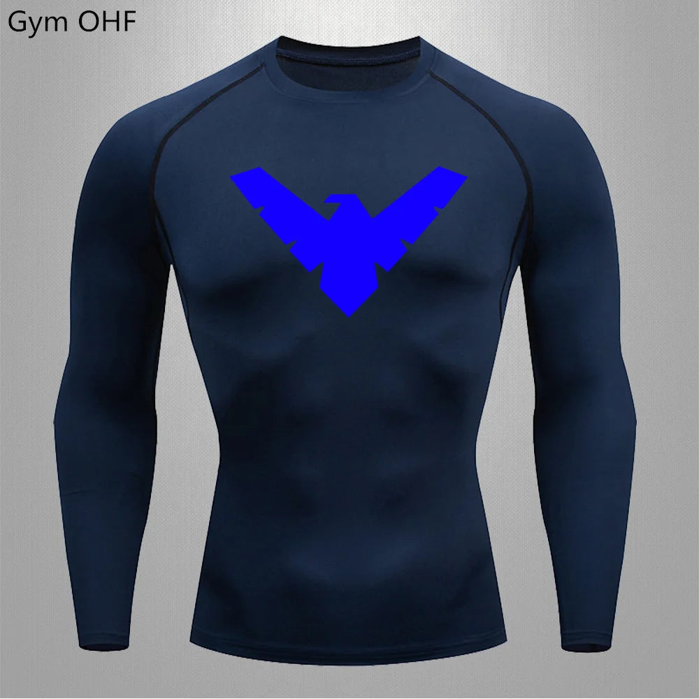 T Shirt Men Rashguard Jiu Jitsu Bjj Gym Fitness Running Training Shirts Boxing Jersey Compression Nightwing Print Tops For Male