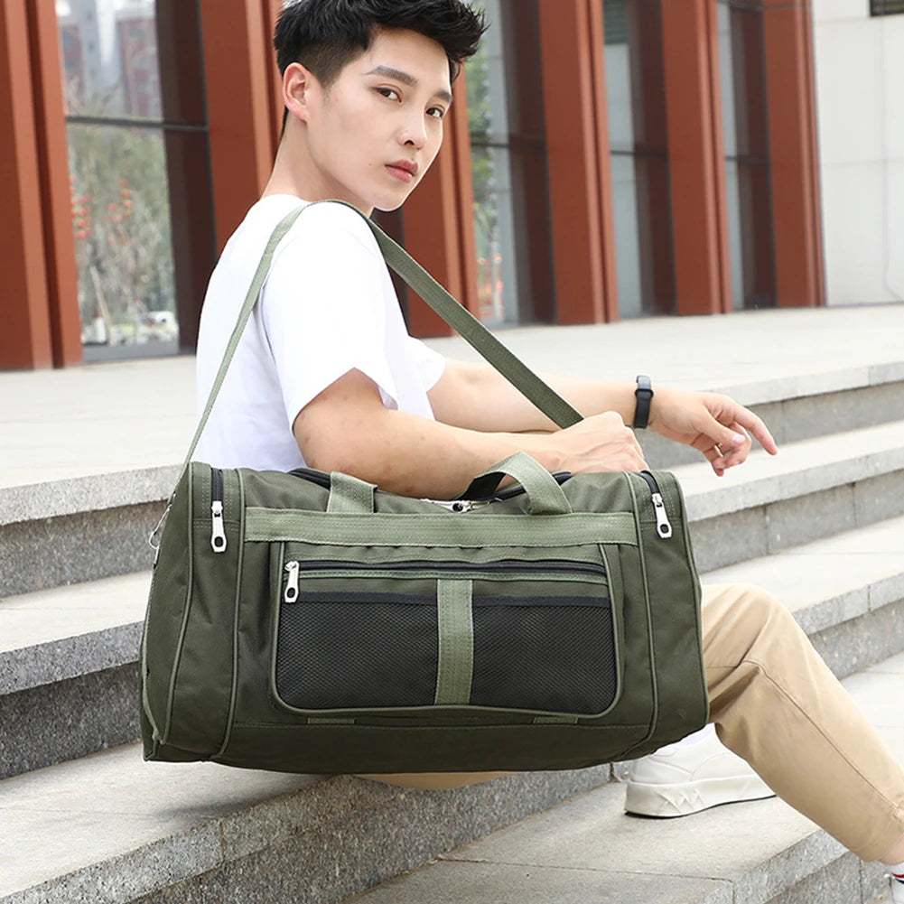 Nylon Travel Duffel Bag Large Capacity Handbag Portable Outdoor Gym Luggage Bag Multifunctional Waterproof Sports Fitness Bags