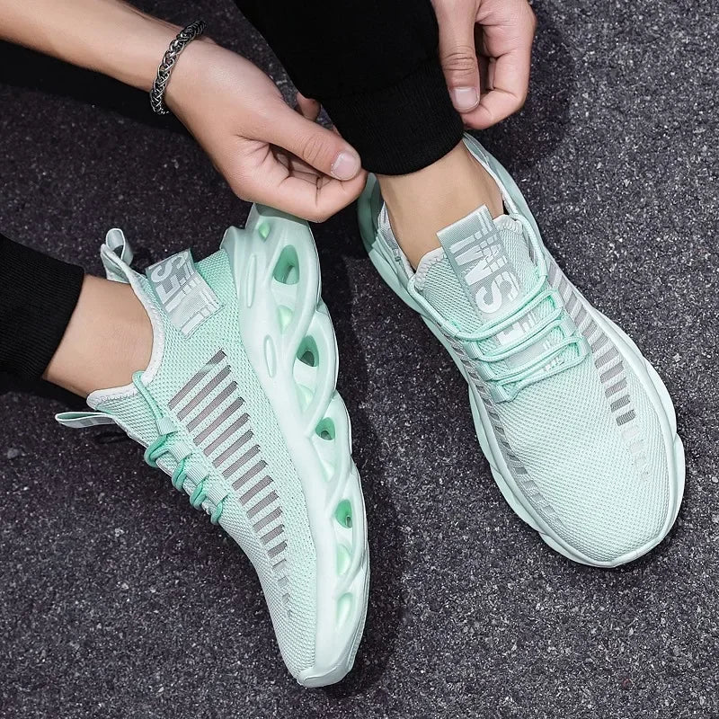 YRZL Men Shoes Comfortable Sneakers Womoen Breathable Couple Running Shoes Mesh Tenis Sport Shoes Size 36-46 Waling Sneakers Men