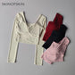 Fixed Chest Pads Crossed Back Yoga Clothes Tight Fitting Slimming Sports Long Sleeved Running Pula Fitness Clothes Tops Shirts