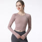 New Long Sleeve Yoga Built-in chest pad Shirts Sport Top Fitness Yoga Top Gym Top Sports Wear for Women Gym Femme Jersey Mujer