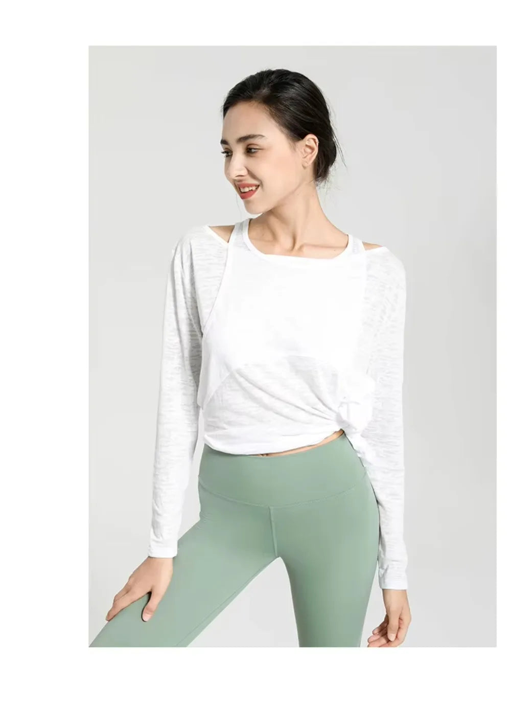 Long Sleeve Yoga Shirts for Women Loose Sports Tee Crop Top Sports Top Women Sportswear Gym Fitness Wear Clothing Workout Female