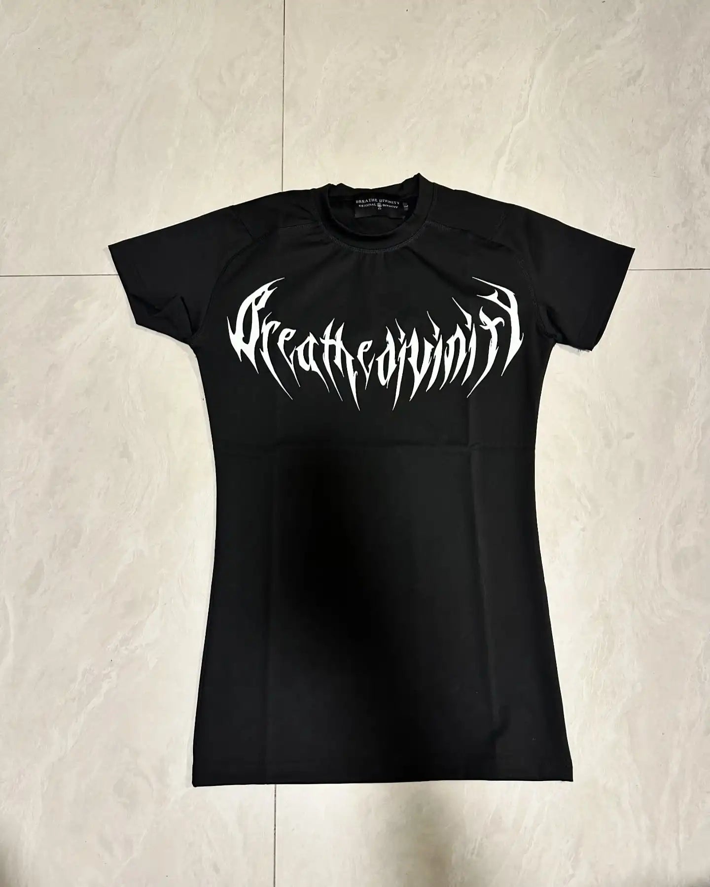 Breathedivinity Compression Shirt Short Sleeve tops Muscle GYM Fitness Mock Neck in Black Wolves Club Y2K