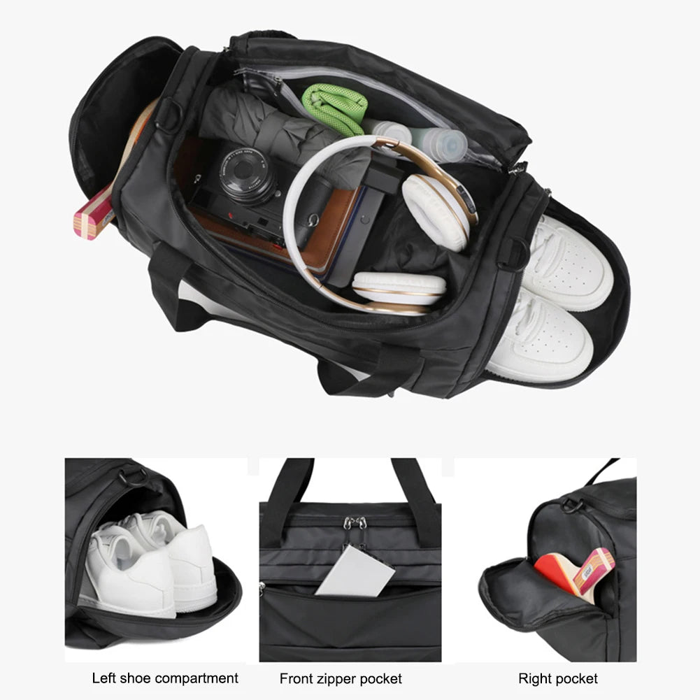 Men Fitness Bag Large Capacity with Shoe Compartment and Wet Pocket Training Sports Bag for Camping/Trekking/Hiking/Traveling