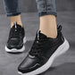 Women Running Shoes PU Leather Lace-up Men Warm Light Walking Sneaker Fitness Sport Flats Comfortable Black Size 35-44 Loafers