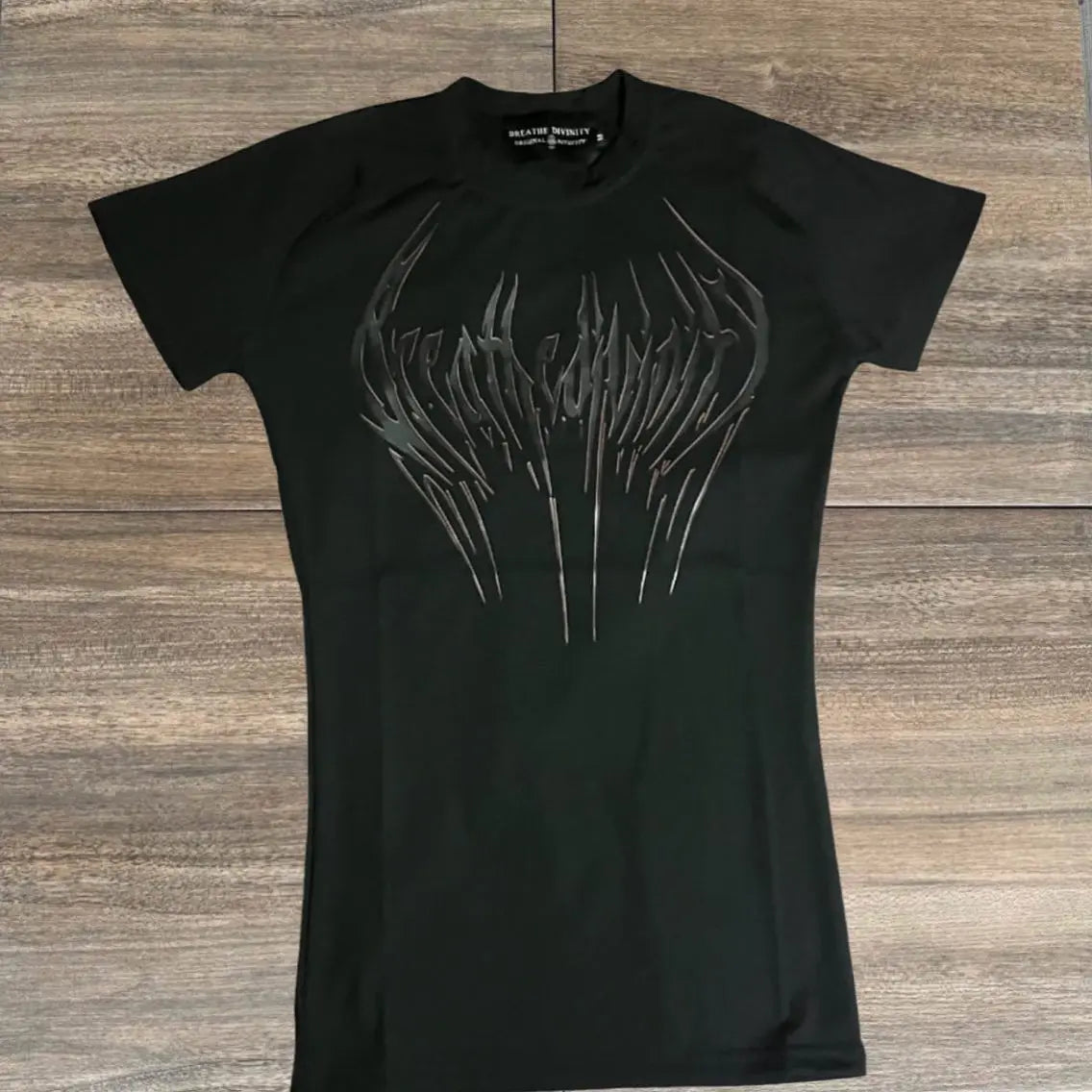 Breathedivinity Compression Shirt Short Sleeve tops Muscle GYM Fitness Mock Neck in Black Wolves Club Y2K