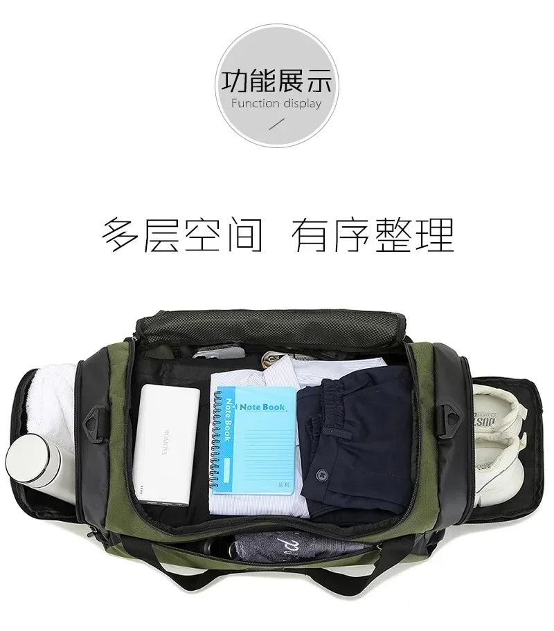 Men Sports Bag Large Capacity Travel Bag with Shoes Compartment Dry Wet Pocket Gym Bag Workout Dance Sports Gym Backpack
