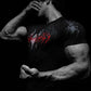 Breathedivinity Compression Shirt Short Sleeve tops Muscle GYM Fitness Mock Neck in Black Wolves Club Y2K