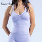 Gym Beautiful Open Back Bra Running Workout Halter Impact Longline Strappy Top Sports Yoga Vest Women's Fitness Tank Top