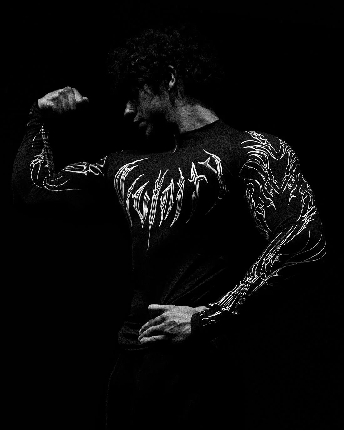 Breathedivinity Compression Shirt Short Sleeve tops Muscle GYM Fitness Mock Neck in Black Wolves Club Y2K