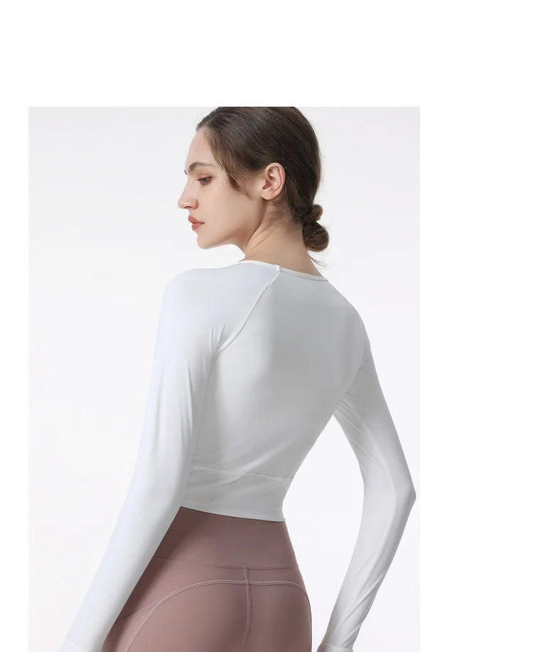 New Long Sleeve Yoga Built-in chest pad Shirts Sport Top Fitness Yoga Top Gym Top Sports Wear for Women Gym Femme Jersey Mujer