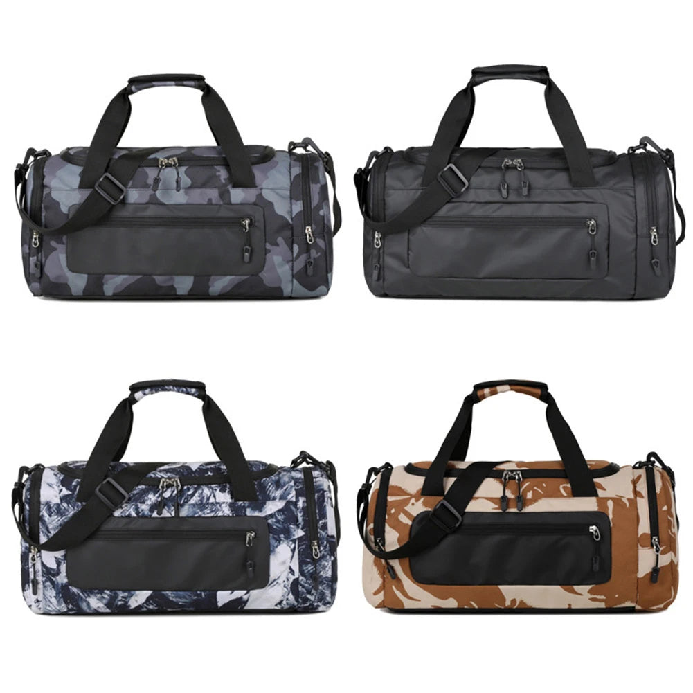 Men Fitness Bag Large Capacity with Shoe Compartment and Wet Pocket Training Sports Bag for Camping/Trekking/Hiking/Traveling