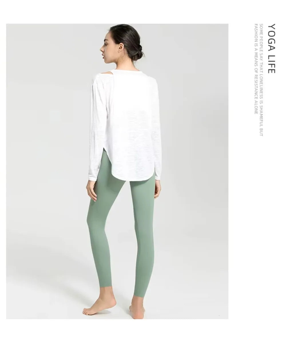 Long Sleeve Yoga Shirts for Women Loose Sports Tee Crop Top Sports Top Women Sportswear Gym Fitness Wear Clothing Workout Female