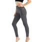 Women Fashion Pocket Bubble Pants Stretchy Slim Leggings Gym Running Cycling Fitness Pants High Waist Hip Lift Leggings Female