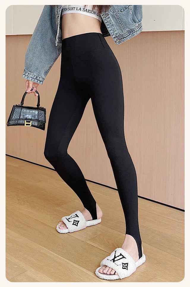 BIVIGAOS Spring Summer Thin Foot Tights Sharkskin Leggings Women High Waist Elastic Smiling Sexy Yoga Sport Fitness Leggings