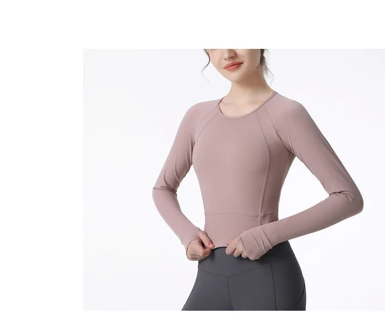 New Long Sleeve Yoga Built-in chest pad Shirts Sport Top Fitness Yoga Top Gym Top Sports Wear for Women Gym Femme Jersey Mujer
