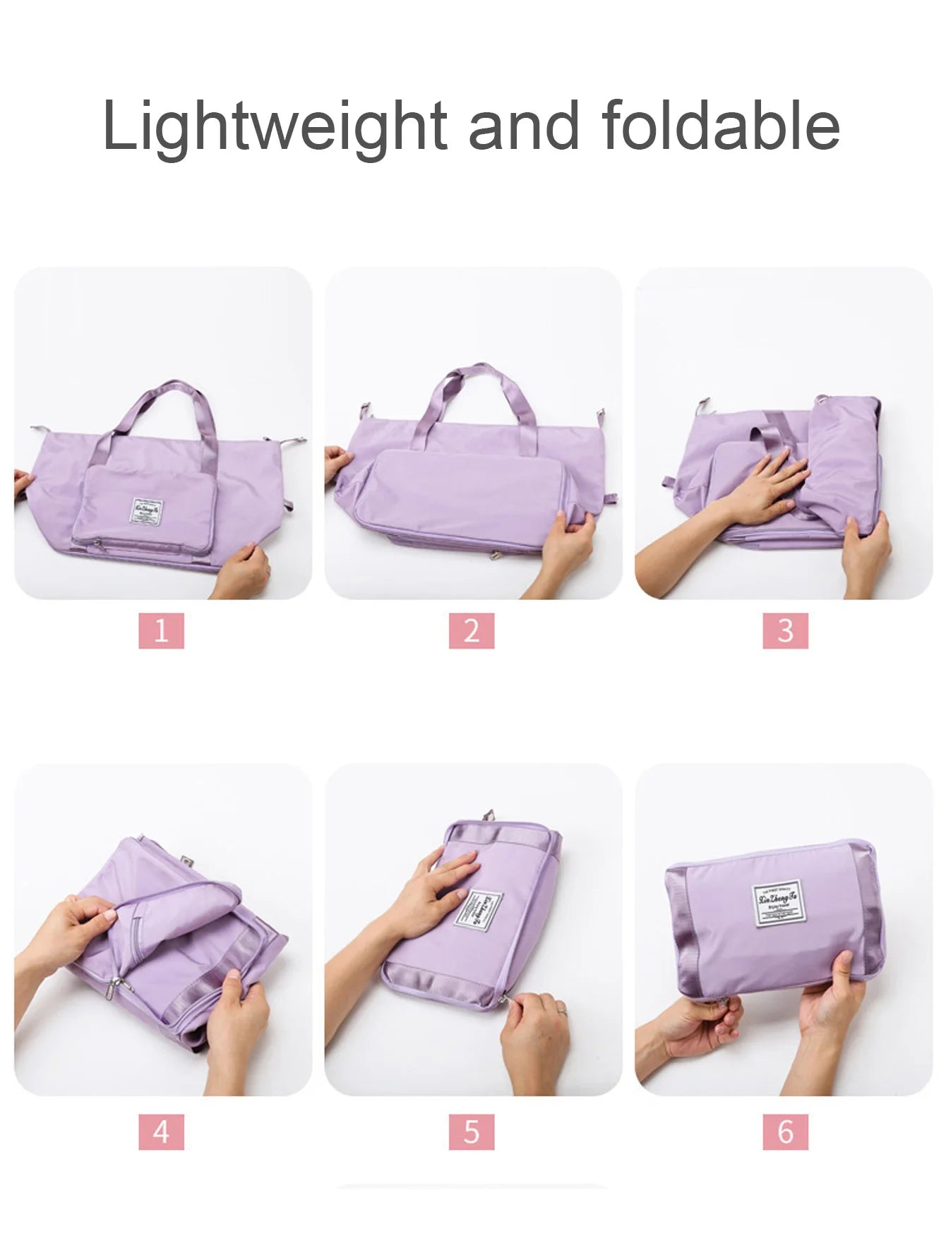 Multifunctional Foldable Fitness Bag Large Capacity Shoulder Bag Sports Handbag Purple Blue Black Pink