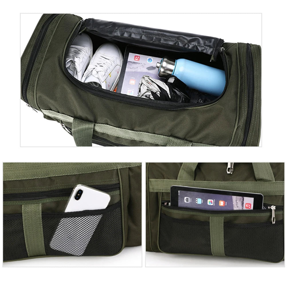Nylon Travel Duffel Bag Large Capacity Handbag Portable Outdoor Gym Luggage Bag Multifunctional Waterproof Sports Fitness Bags