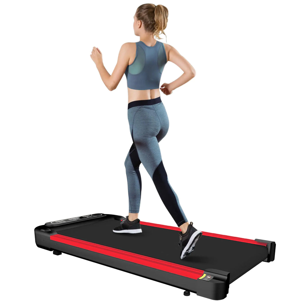 KONDAFILA Walking Pad Treadmill Under Desk Treadmill Quiet 2 in 1 Portable Walking Treadmil Compact Walking Pad for Home Office with Wheel & Remote Control 37.8 x 18.9 x 3.74 Red