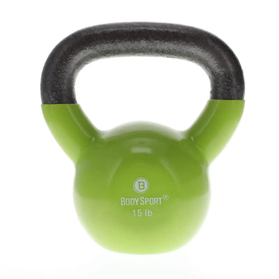 Body Sport 15 lb Vinyl-Coated Kettlebell - Light Green