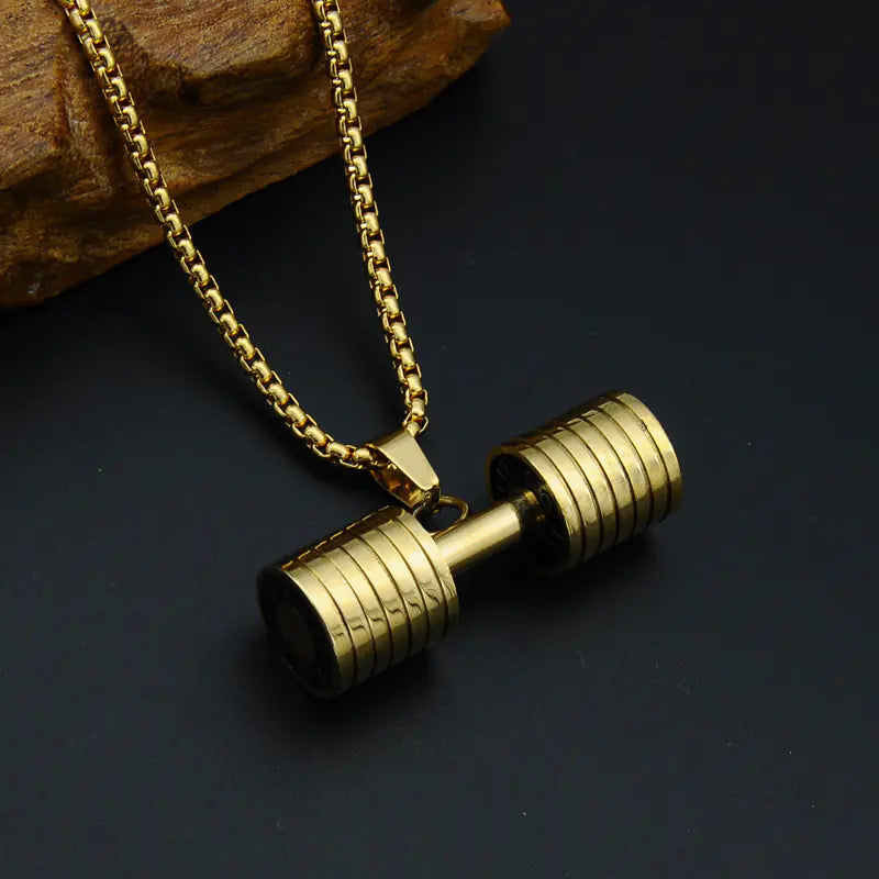 Titanium Steel Dumbbell Pendant Necklace for Men