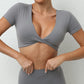 Slim-Fit V-Neck Yoga Tee – Stylish & Sporty Activewear