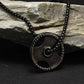 Steering Wheel Necklace with Barbell Dumbbell Pendant