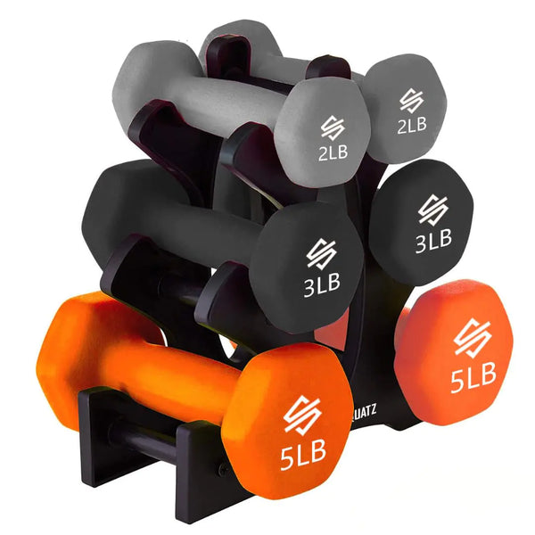 20lb Hex Grip Dumbbell Set with Stand - Neoprene Coated