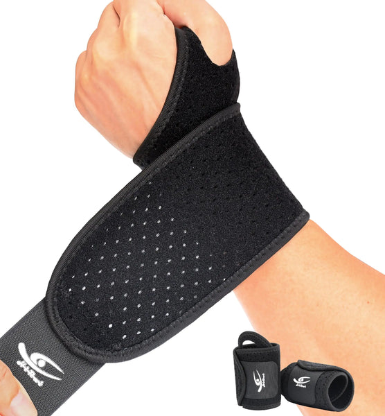 HiRui Comfort Wrist Brace Pair - Adjustable for Sports and Daily Use (Black)