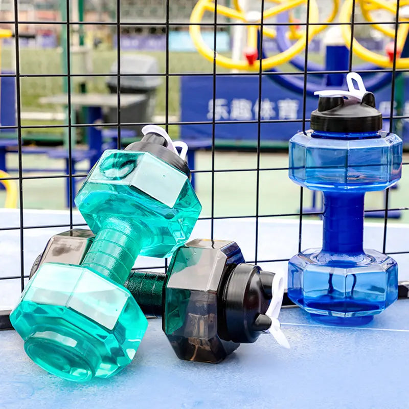Dumbbell Shaped Water Bottle for Fitness and Outdoor Use