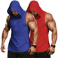 COOFANDY Men's Dual 2-Pack Workout Hooded Tank Tops