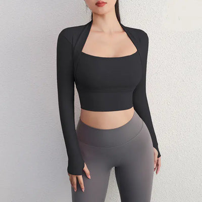 Yoga Fitness Activewear Faux Two-Piece Tops